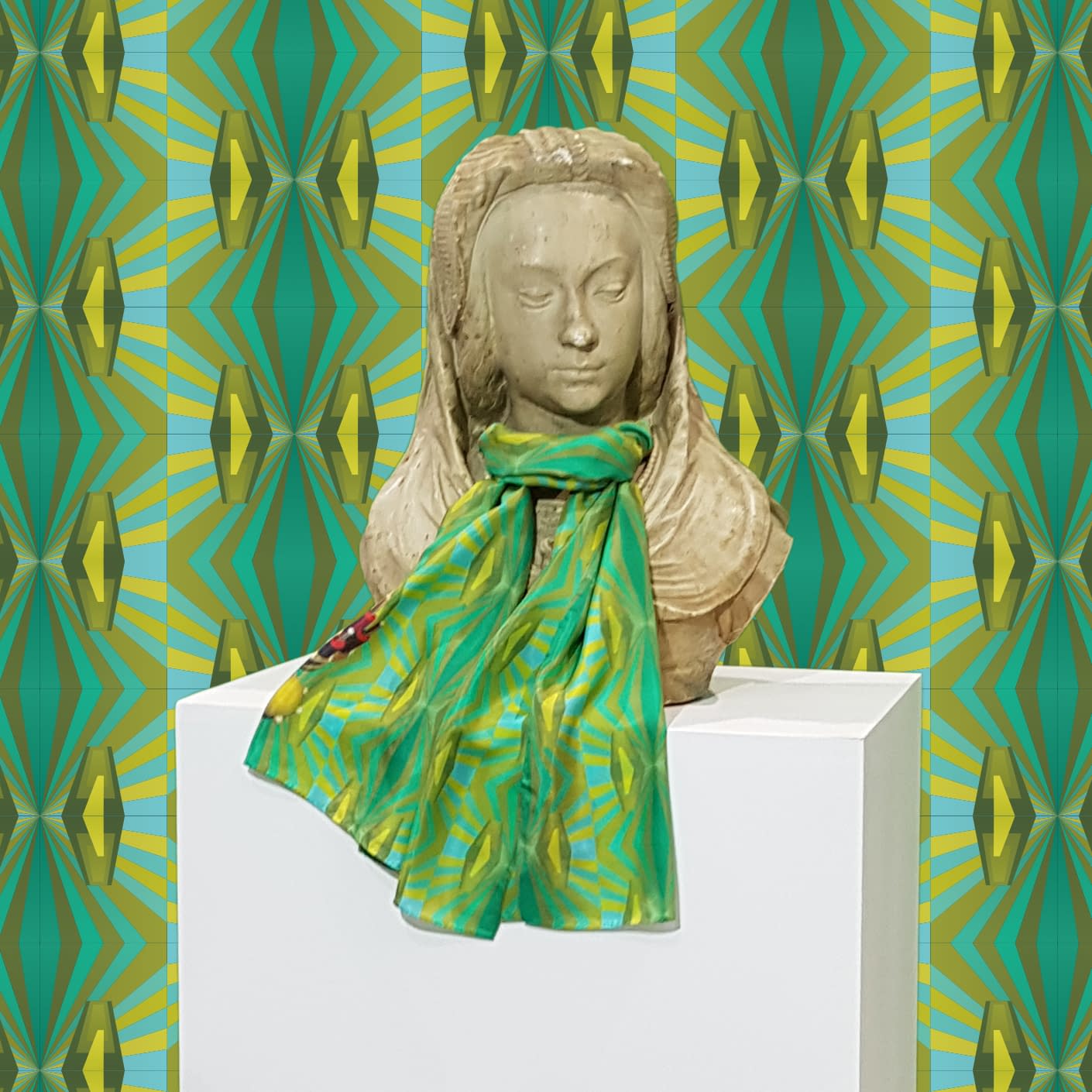05 foulard femme echarpe vert carre ffoulard